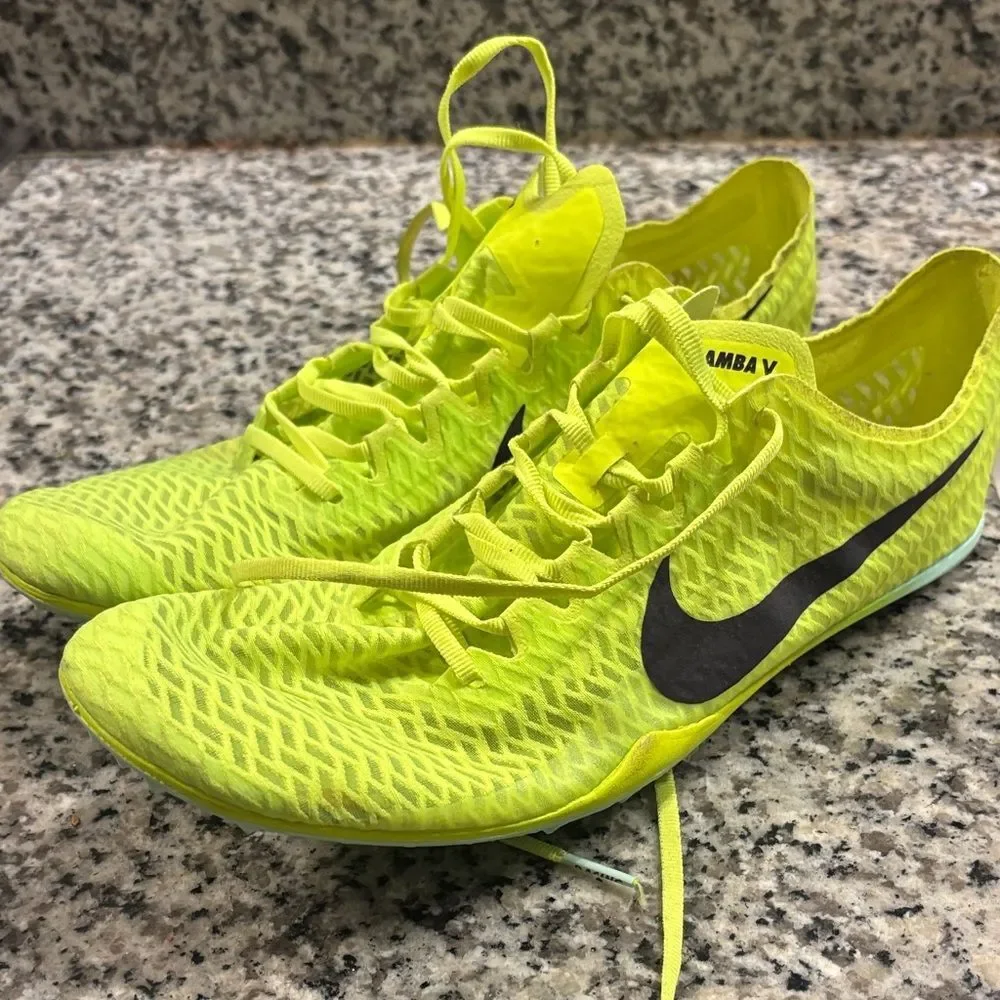 Nike Neon Yellow Racing Track Spikes with Black Swoosh